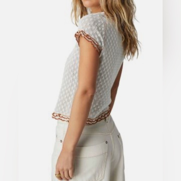 Free People Garner Tee in White semi sheer SZ XS‎ - Picture 2 of 8